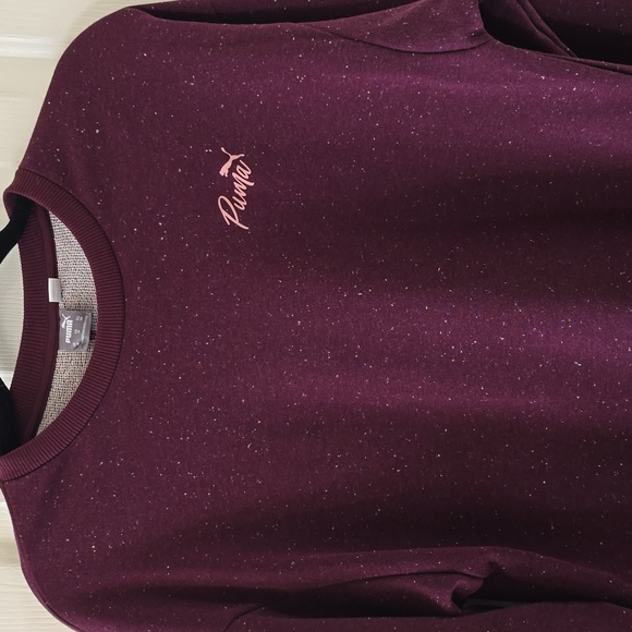 PUMA BRAND SIGNATURE WOMENS SPECKLED PURPLE PULLOVER CREWNECK SWEATSHIRT SIZE XS - Picture 3 of 16